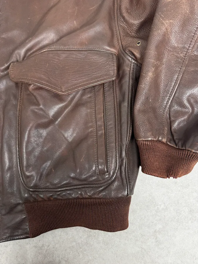 2000s Hugo Boss Aviator Brown Leather Jacket - Image 10