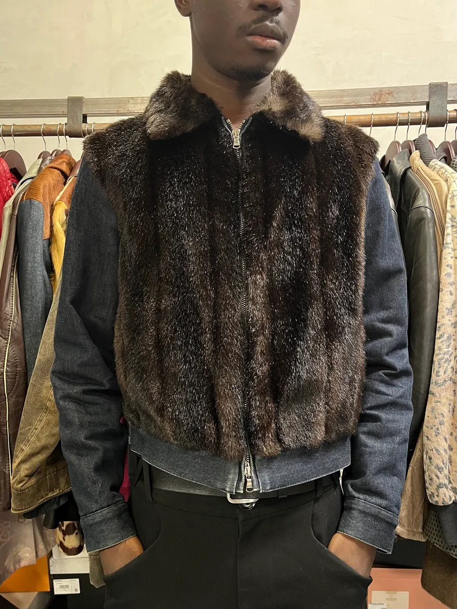 2000s Iceberg Brown Faux Fur Leather Zip-up Jacket - Image 2