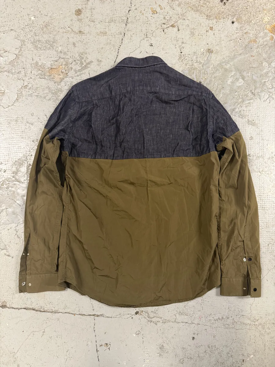 2000s Iceberg Grey Denim Hybrid Beige Cotton Shirt - Image 4
