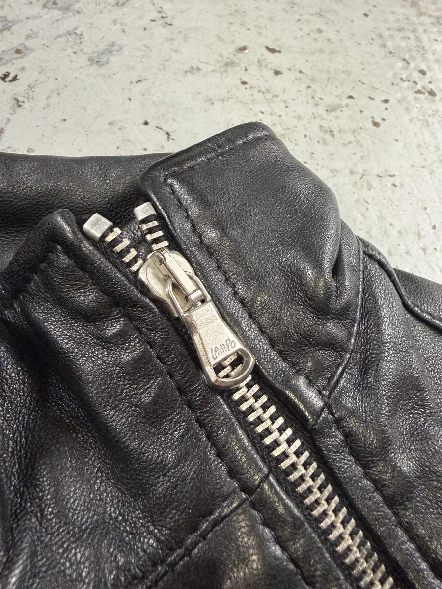 2000s Iceberg Multi Front Zip Black Biker Leather Jacket - Image 11