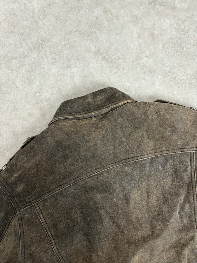 2000s Iceberg Premium Grey Suede Leather Jacket - Image 6