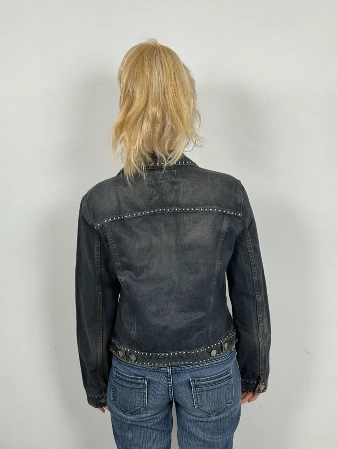 2000s Iceberg Studded Blue Denim Jacket - Image 3