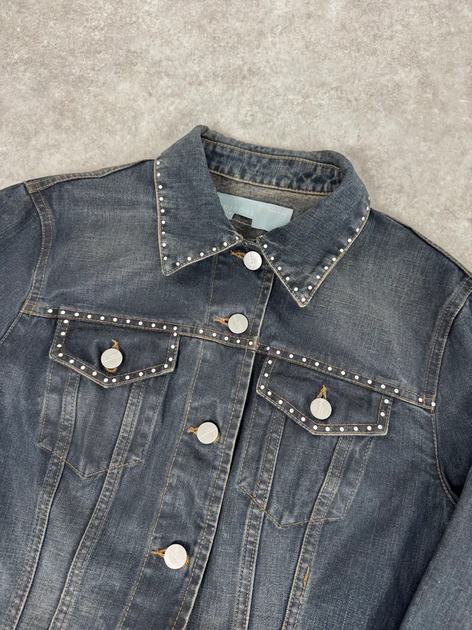 2000s Iceberg Studded Blue Denim Jacket - Image 5