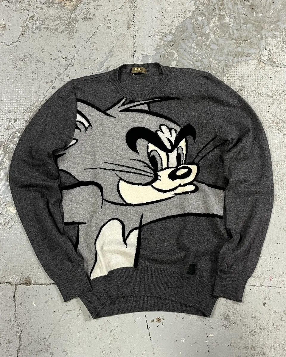 2000s Iceberg Tom Grey Nasty Cat Sweater - Image 2
