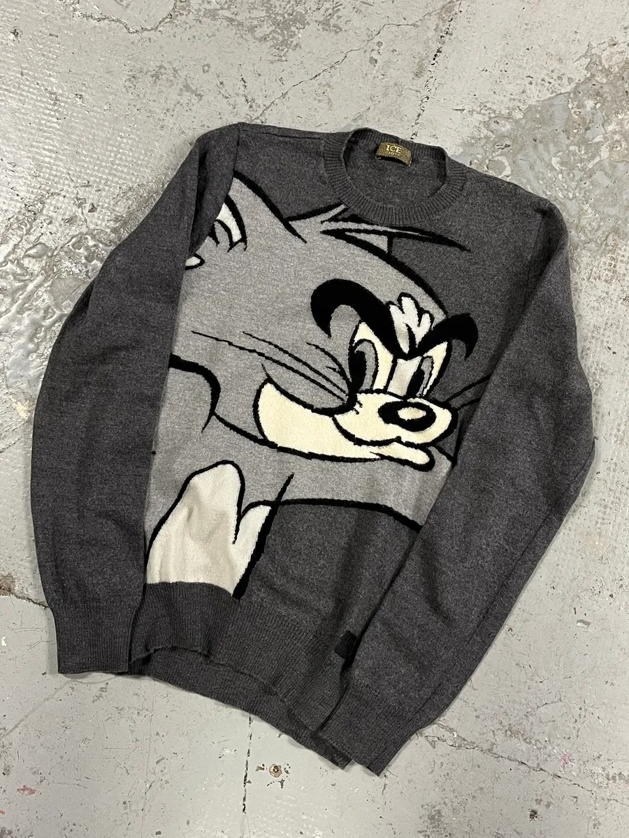 2000s Iceberg Tom Grey Nasty Cat Sweater - Image 4