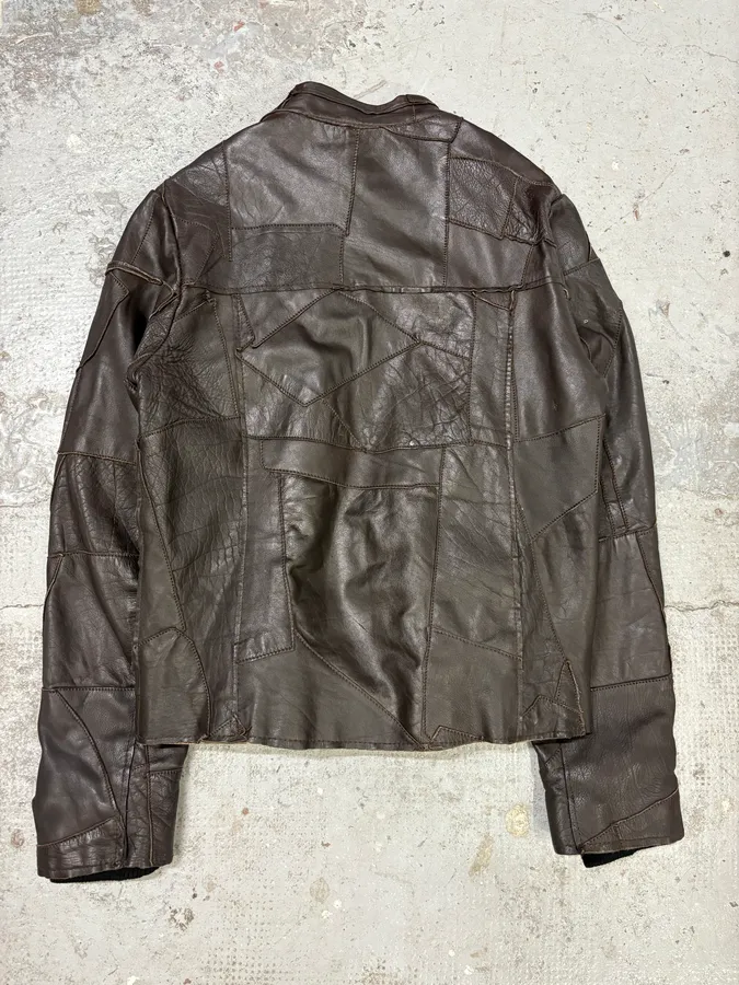 2000s Imperial Brown Patchwork Leather Jacket - Image 6