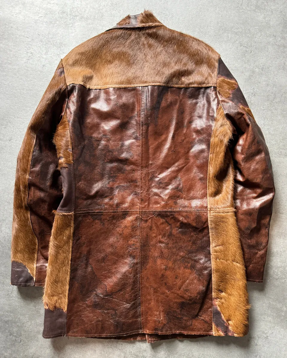 2000s Imperial Cowhide Brown Pony Hair Leather Jacket - Image 2