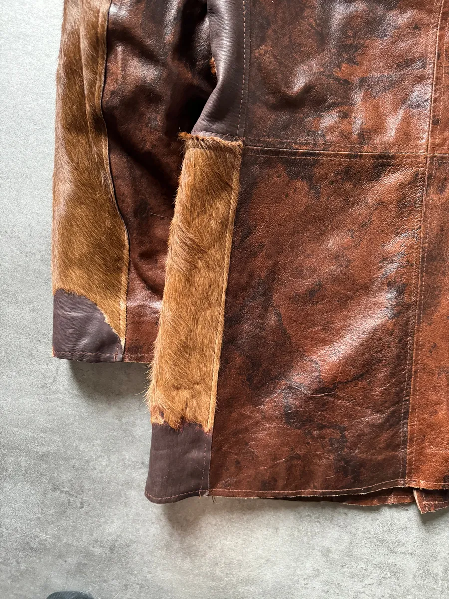 2000s Imperial Cowhide Brown Pony Hair Leather Jacket - Image 5