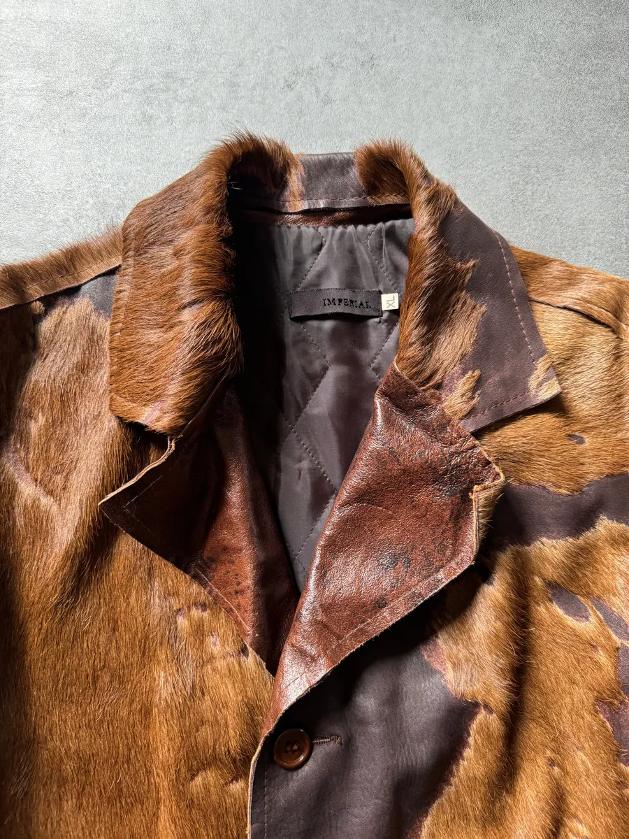 2000s Imperial Cowhide Brown Pony Hair Leather Jacket - Image 8