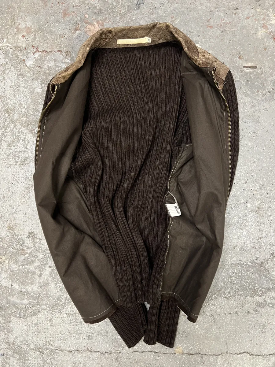 2000s Imperial Hybrid Leather & Wool Brown Eroded Jacket - Image 7