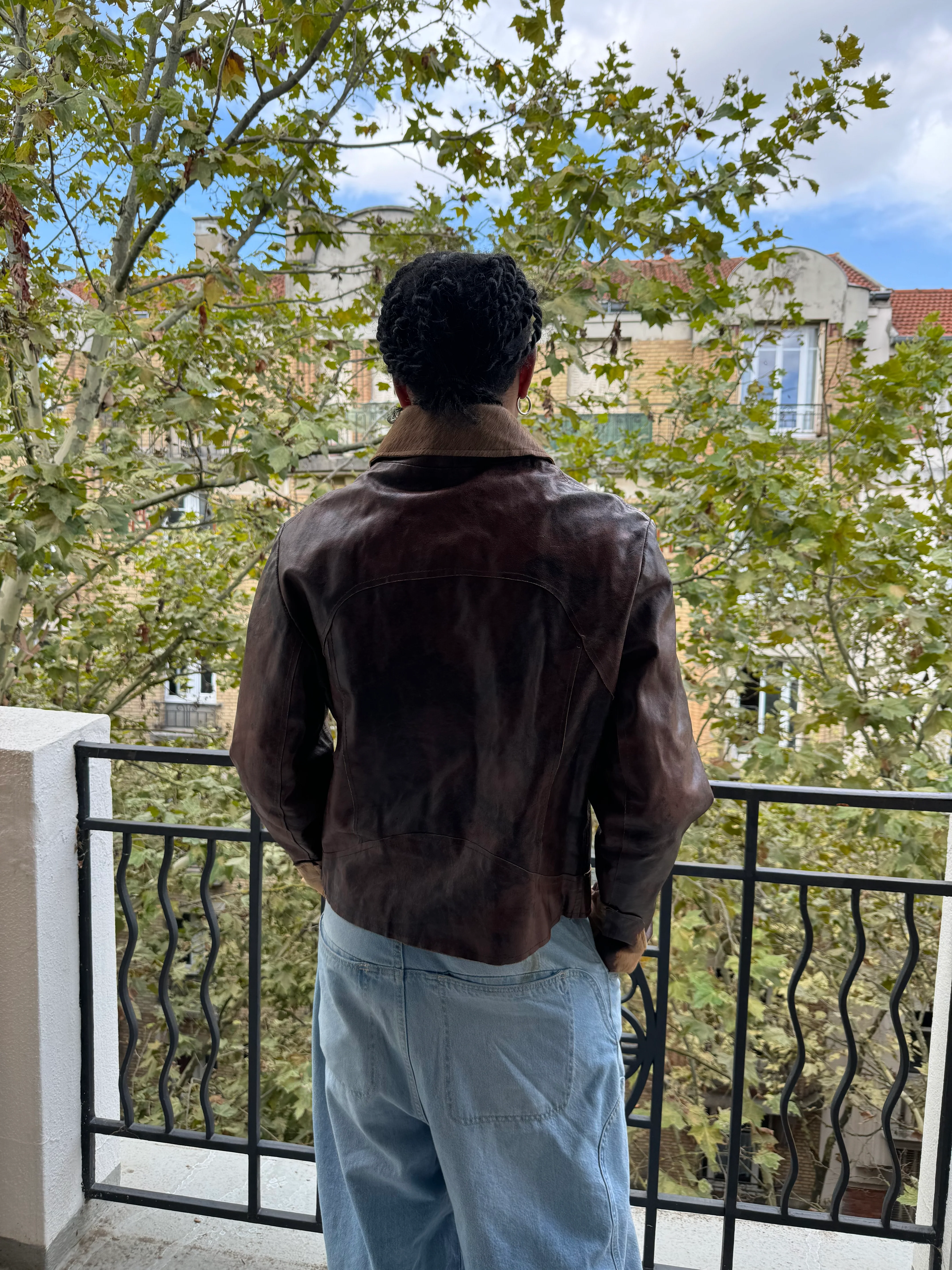 2000s Imperial Premium Brown Fur Leather Cow Jacket - Image 4