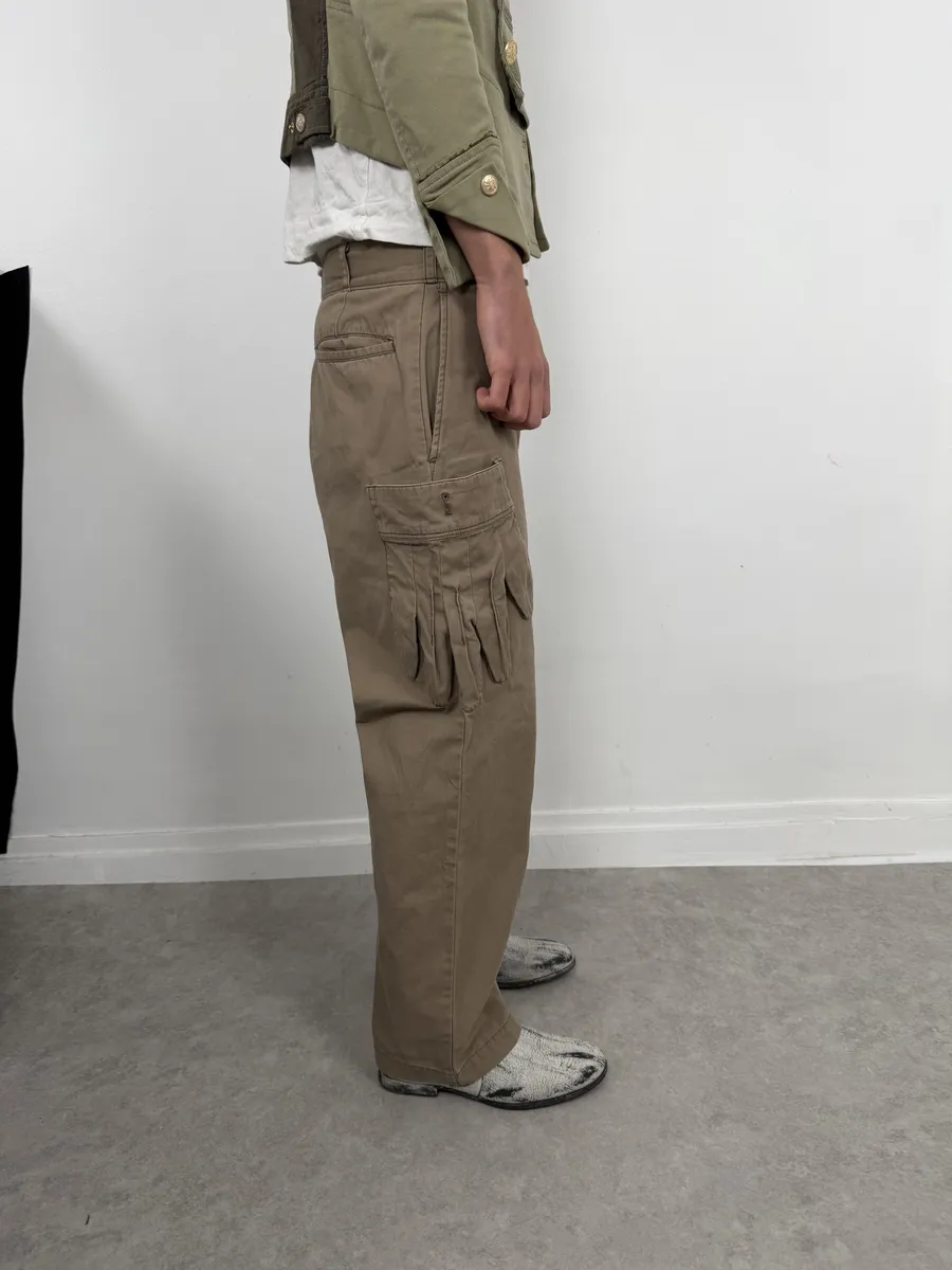 2000s Issey Miyake Ne-Net Gloves Pockets Beige Cargo Pants - Image 10