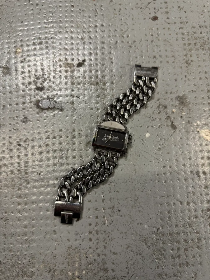 2000s Jean Paul Gaultier 2 Chains Silver Steel Watch - Image 6