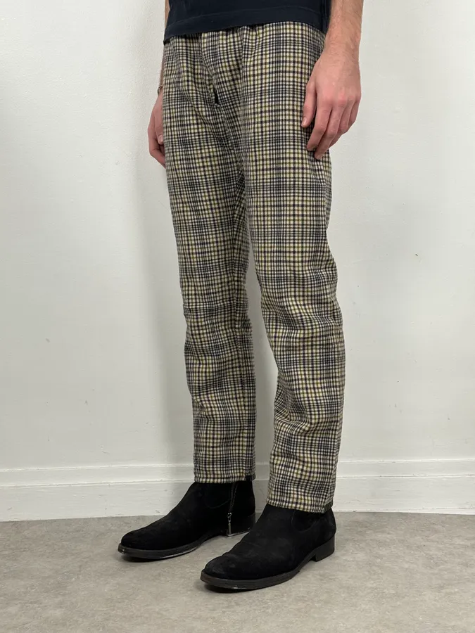 2000s Jean Paul Gaultier Beige Tartan Classy Pants - Image 3