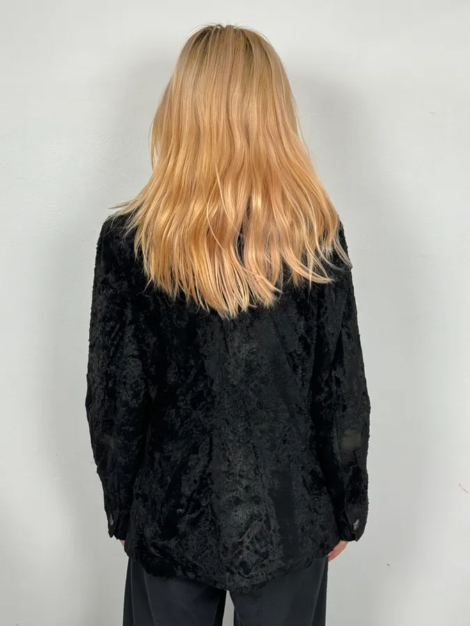 2000s Jean Paul Gaultier Black Fur Velvet Blazer Jacket - Image 3