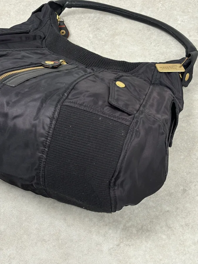 2000s Jean Paul Gaultier Black Nylon Multi-Pocket Hobo Bag - Image 6