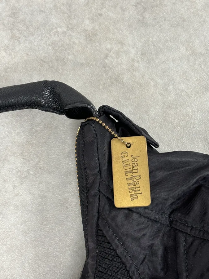 2000s Jean Paul Gaultier Black Nylon Multi-Pocket Hobo Bag - Image 9