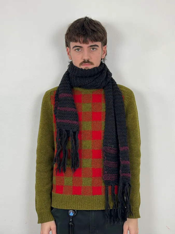2000s Jean Paul Gaultier Black Wool Scarf - Image 2