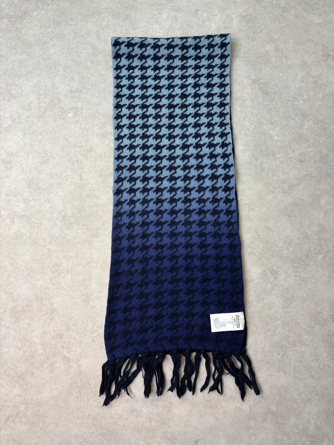 2000s Jean Paul Gaultier Blue Gradient Checkered Rock Scarf - Image 3