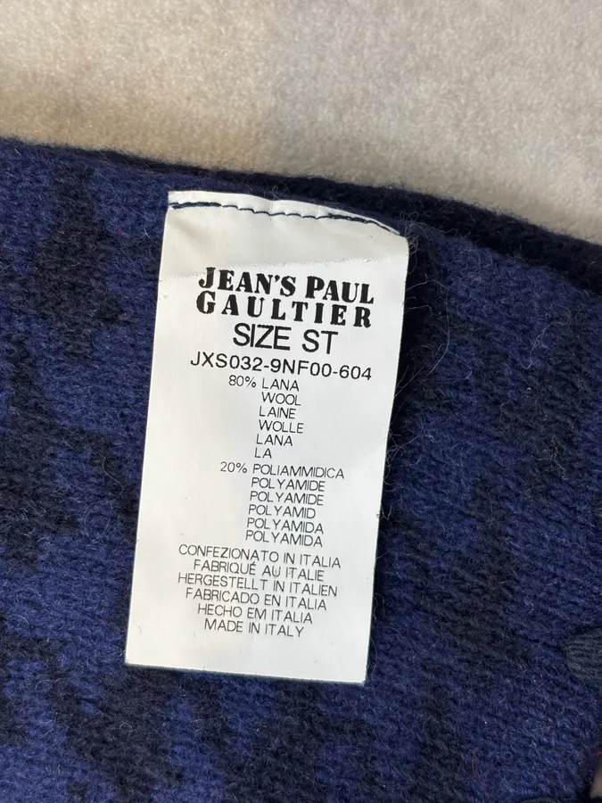 2000s Jean Paul Gaultier Blue Gradient Checkered Rock Scarf - Image 8