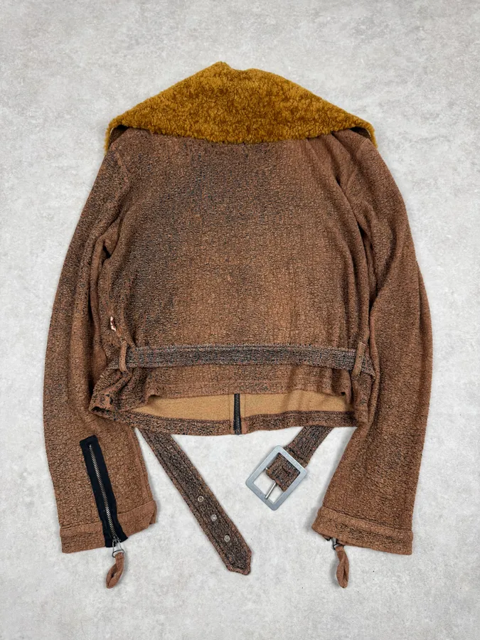 2000s Jean Paul Gaultier Brown Aged Raw Cotton Jacket - Image 4