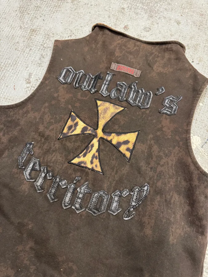 2000s Jean Paul Gaultier Brown Leopard Cheetah Cross Zip-up Vest - Image 7