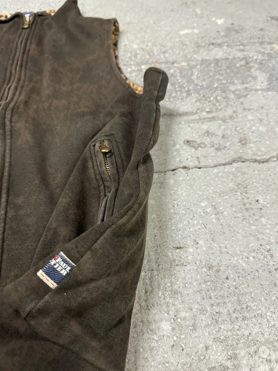 2000s Jean Paul Gaultier Brown Leopard Outlaws Territory Vest Zip-up - Image 4