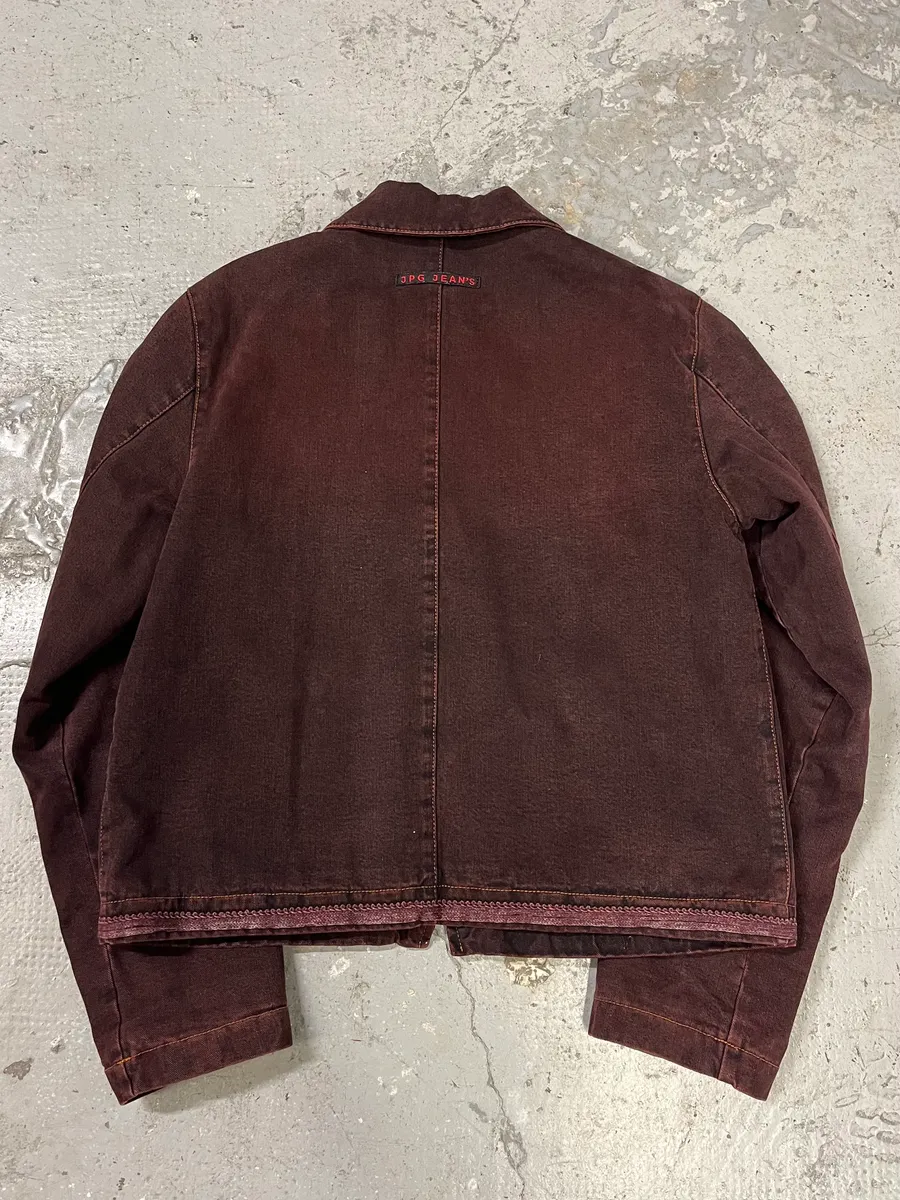 2000s Jean Paul Gaultier Burgundy Embroidered Jacket - Image 2