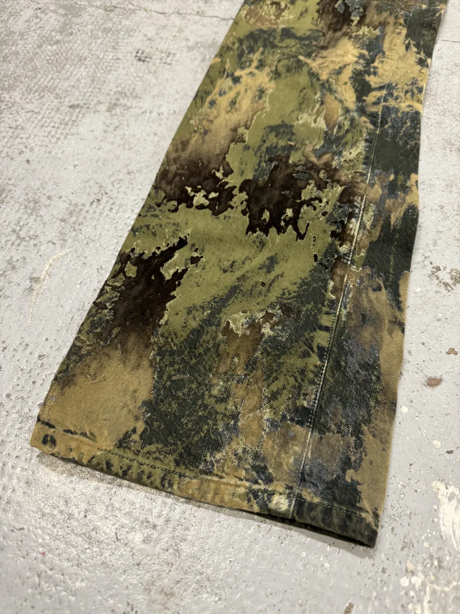 2000s Jean Paul Gaultier Earth Eroded Green Velvet Pants - Image 12