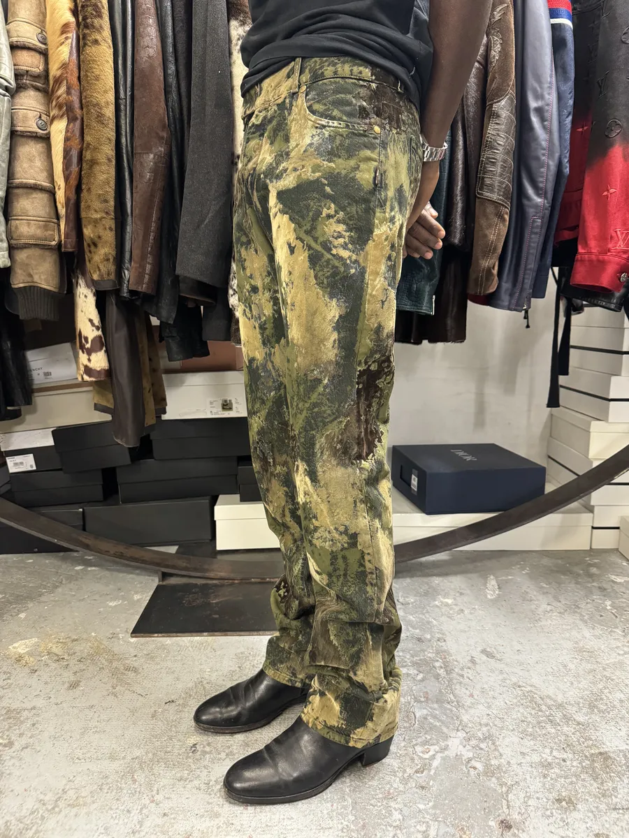 2000s Jean Paul Gaultier Earth Eroded Green Velvet Pants - Image 4