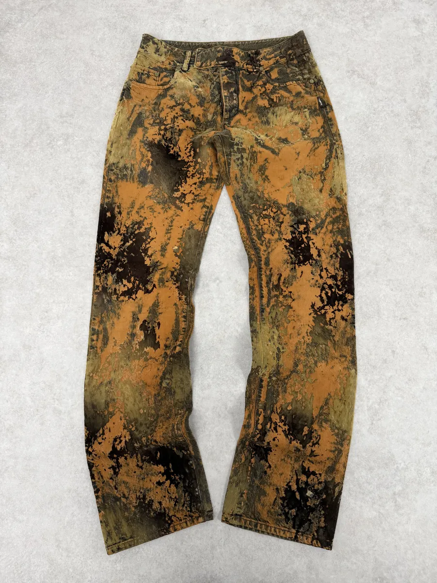 2000s Jean Paul Gaultier Earth Eroded Orange Velvet Pants
