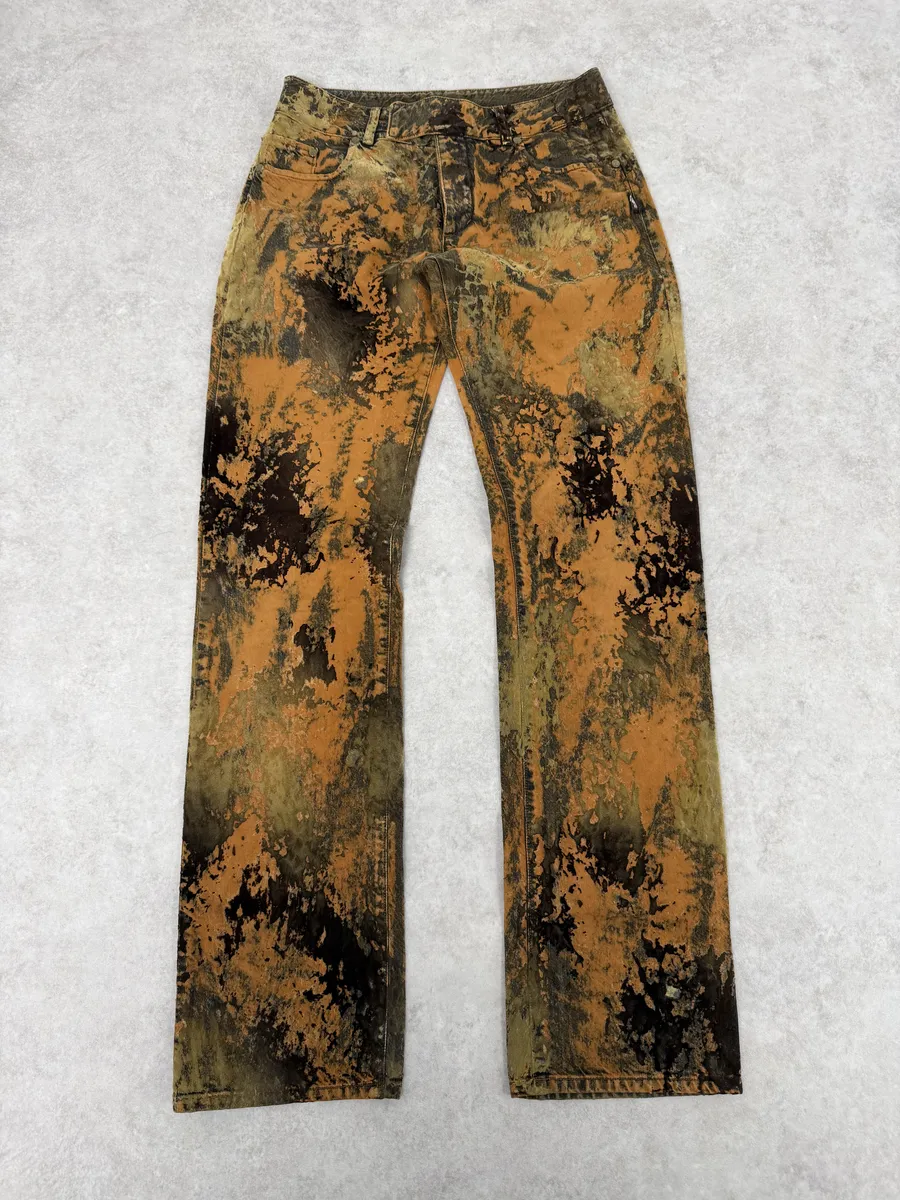 2000s Jean Paul Gaultier Earth Eroded Orange Velvet Pants - Image 6