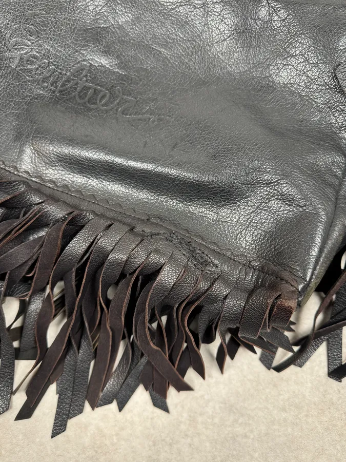 2000s Jean Paul Gaultier Fringe Brown Leather Handle Bag - Image 9