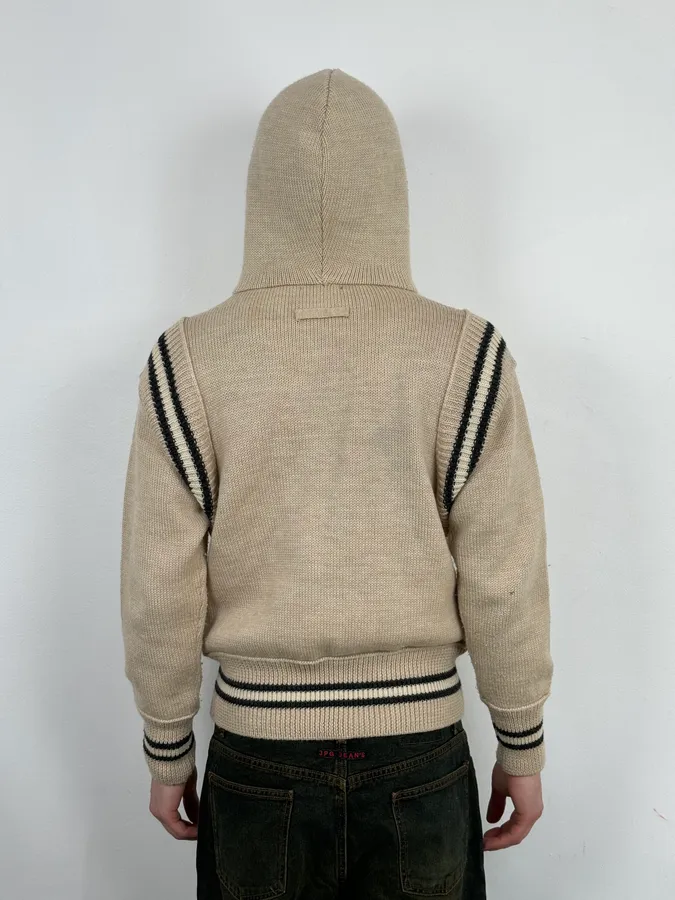2000s Jean Paul Gaultier Grey Wool Boxer Zip-up Hoodie - Image 4