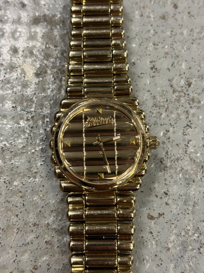 2000s Jean Paul Gaultier Guilded Bullet Watch - Image 6