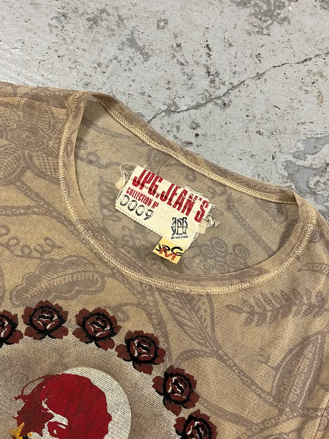 2000s Jean Paul Gaultier La Mujer Beige Longsleeves Mesh Top - Image 7
