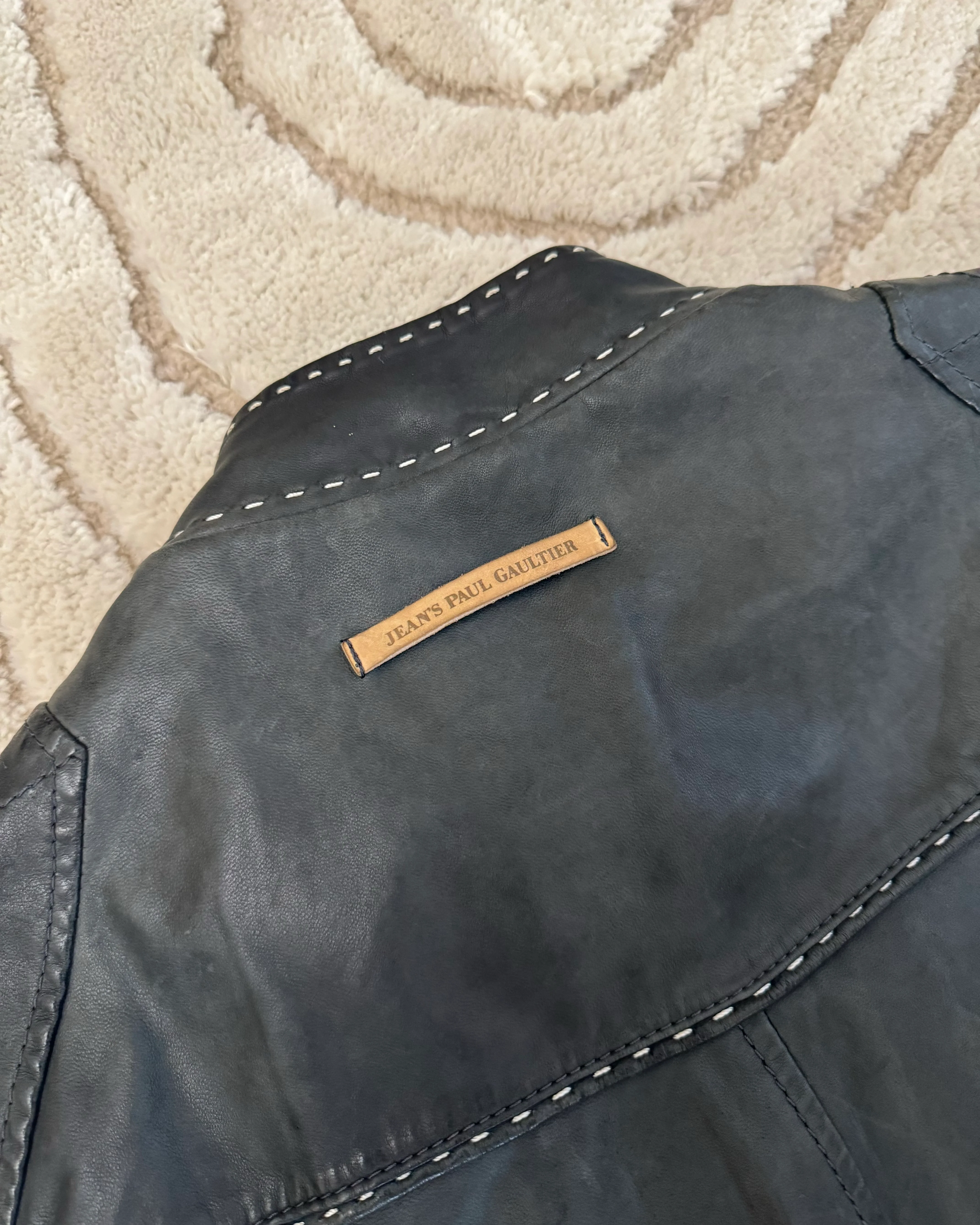 2000s Jean Paul Gaultier Leather Bomber Jacket (S/M) - Image 5