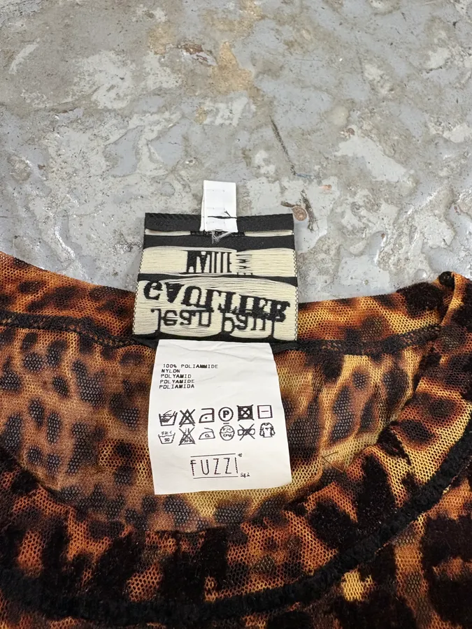 2000s Jean Paul Gaultier Leopard Savage Mesh Top Longsleeves - Image 8