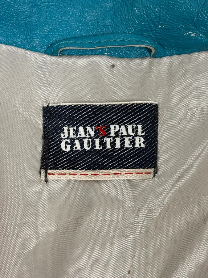 2000s Jean Paul Gaultier Light Blue Officer Leather Jacket - Image 11