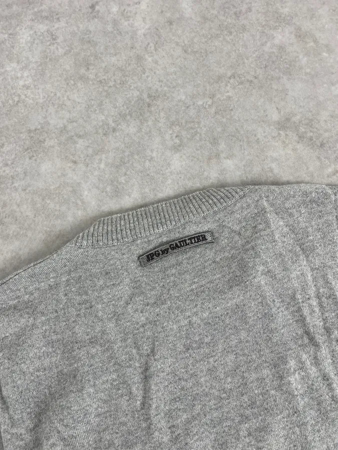 2000s Jean Paul Gaultier Logo Grey Wool Sweater - Image 6