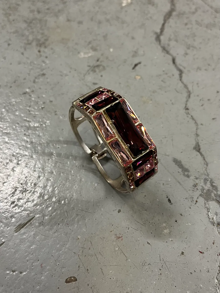 2000s Jean Paul Gaultier Metallic Pink Embellished Bracelet