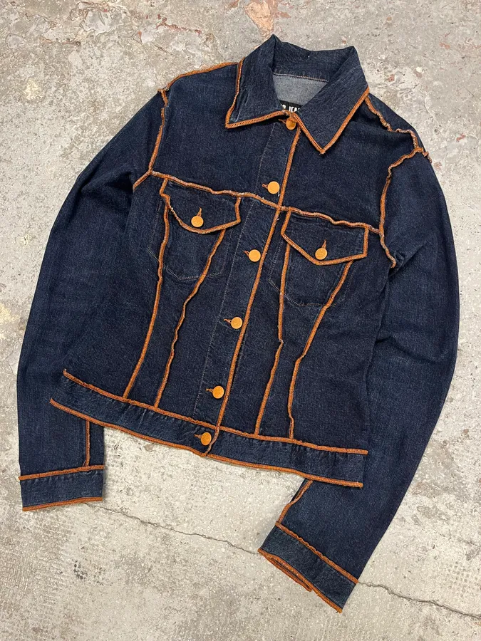2000s Jean Paul Gaultier Navy Brut Denim Jacket - Image 2