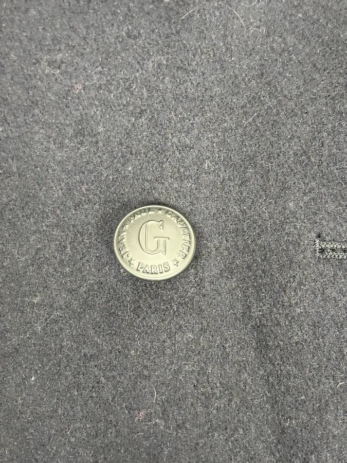 2000s Jean Paul Gaultier Navy Wool Leather Cuff Blazer - Image 9
