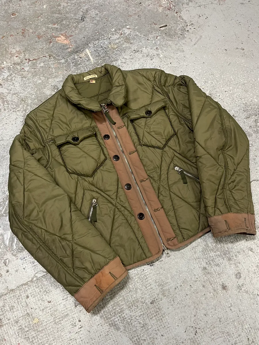 2000s Jean Paul Gaultier Olive Cozy Buttoned Puffer Jacket - Image 5