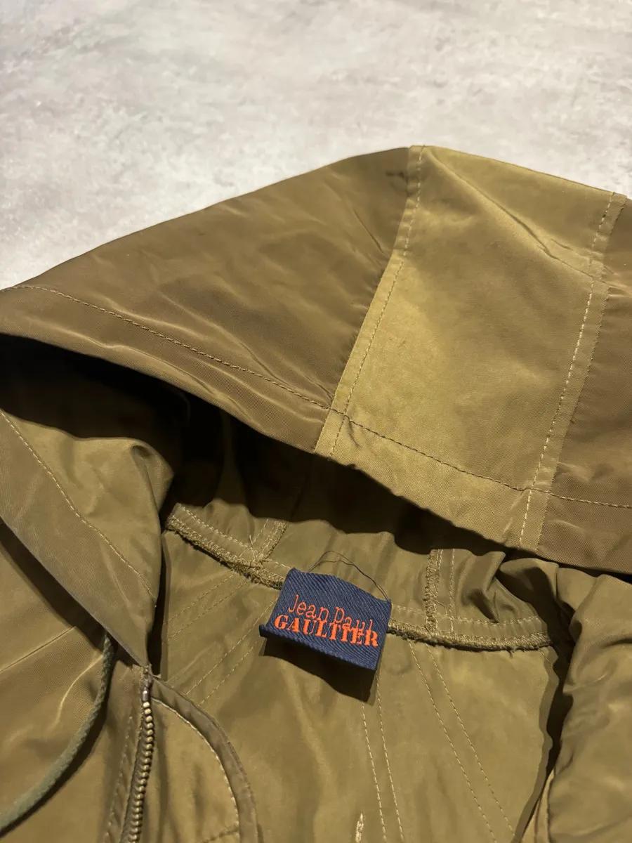 2000s Jean Paul Gaultier Olive Multi zips Symmetrical Hooded Jacket - Image 8