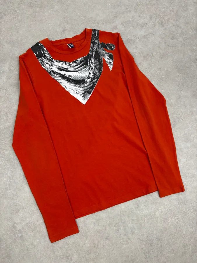 2000s Jean Paul Gaultier Orange Bandana Longsleeve - Image 4