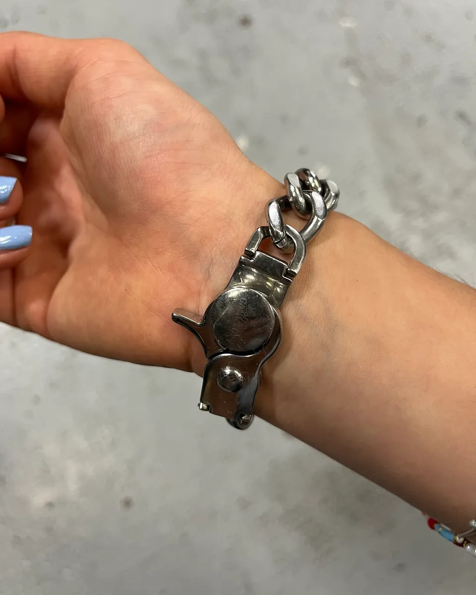 2000s Jean Paul Gaultier Stainless Still Lightning Bolt Chain Watch - Image 4