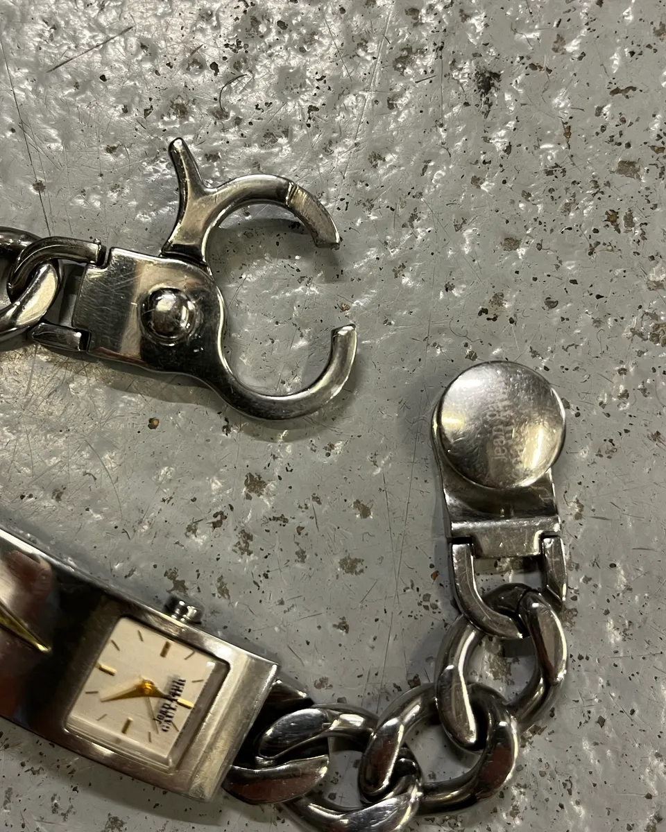 2000s Jean Paul Gaultier Stainless Still Lightning Bolt Chain Watch - Image 6