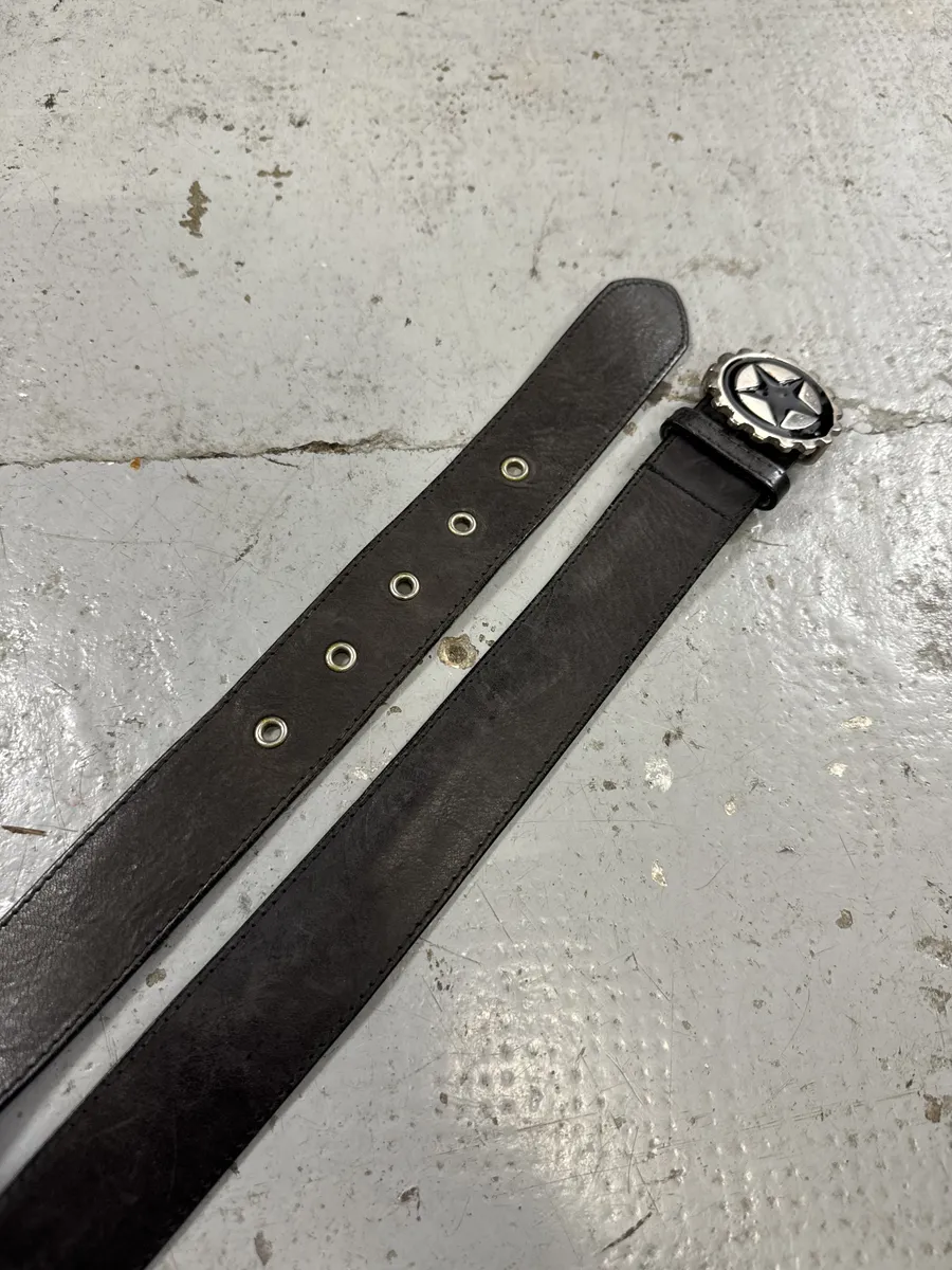 2000s Jean Paul Gaultier Wheel Star Leather Belt - Image 2