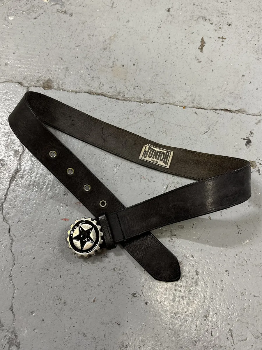 2000s Jean Paul Gaultier Wheel Star Leather Belt - Image 6